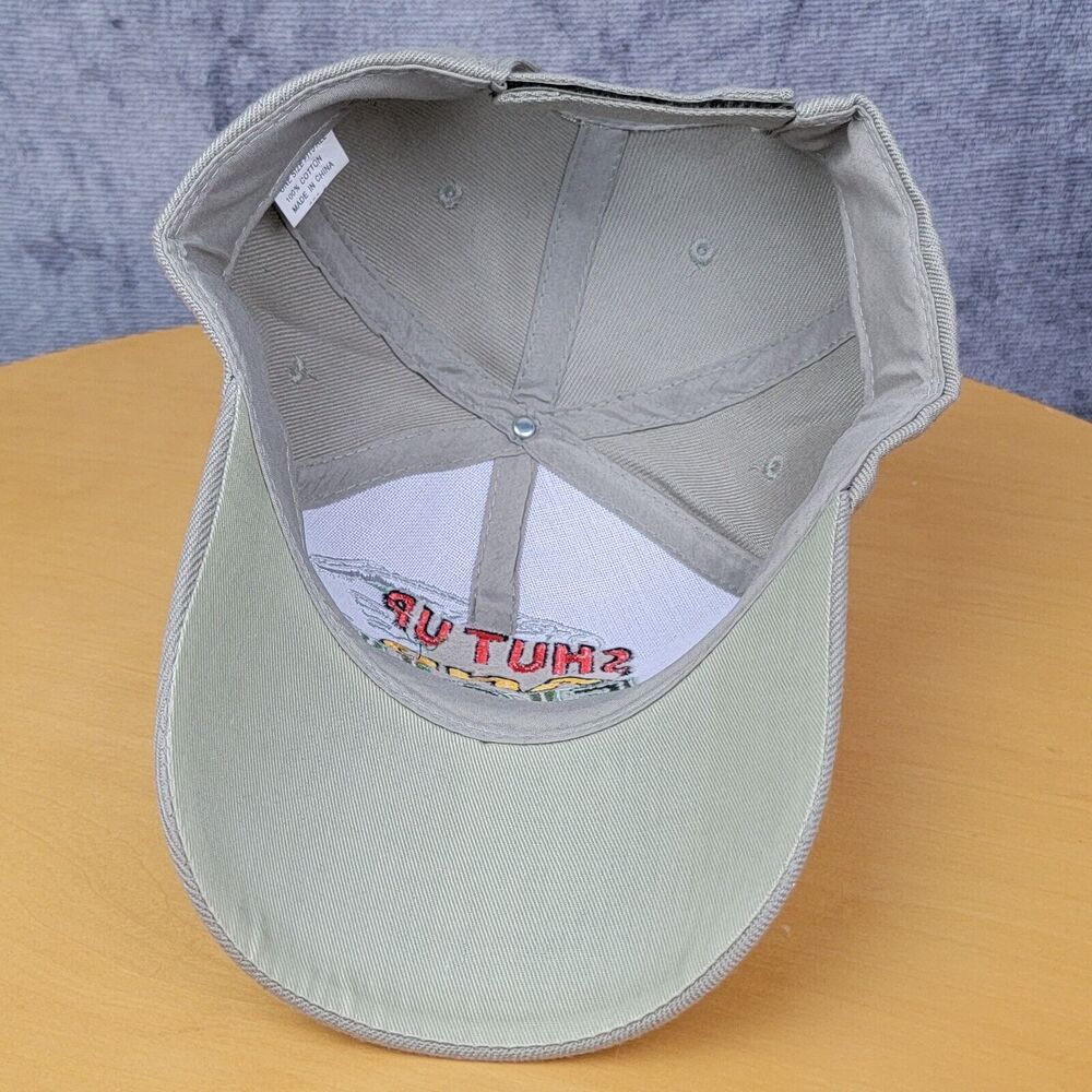 Embroidered Shut Up & Fish Fishing Hat Biege Adjustable Hook & Loop Trucker Cap - Picture 12 of 16